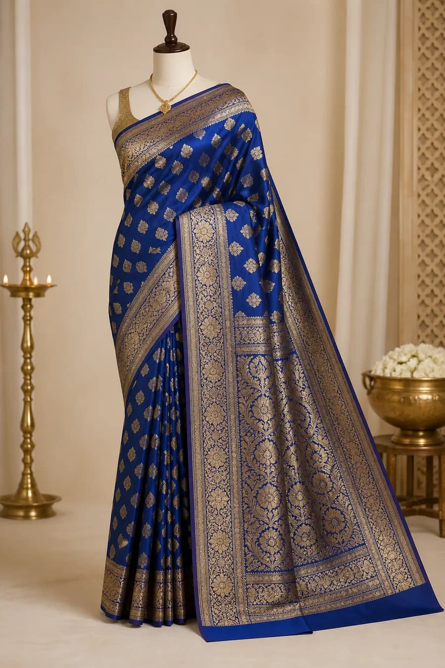 Black Banarasi Brocade Saree view 2