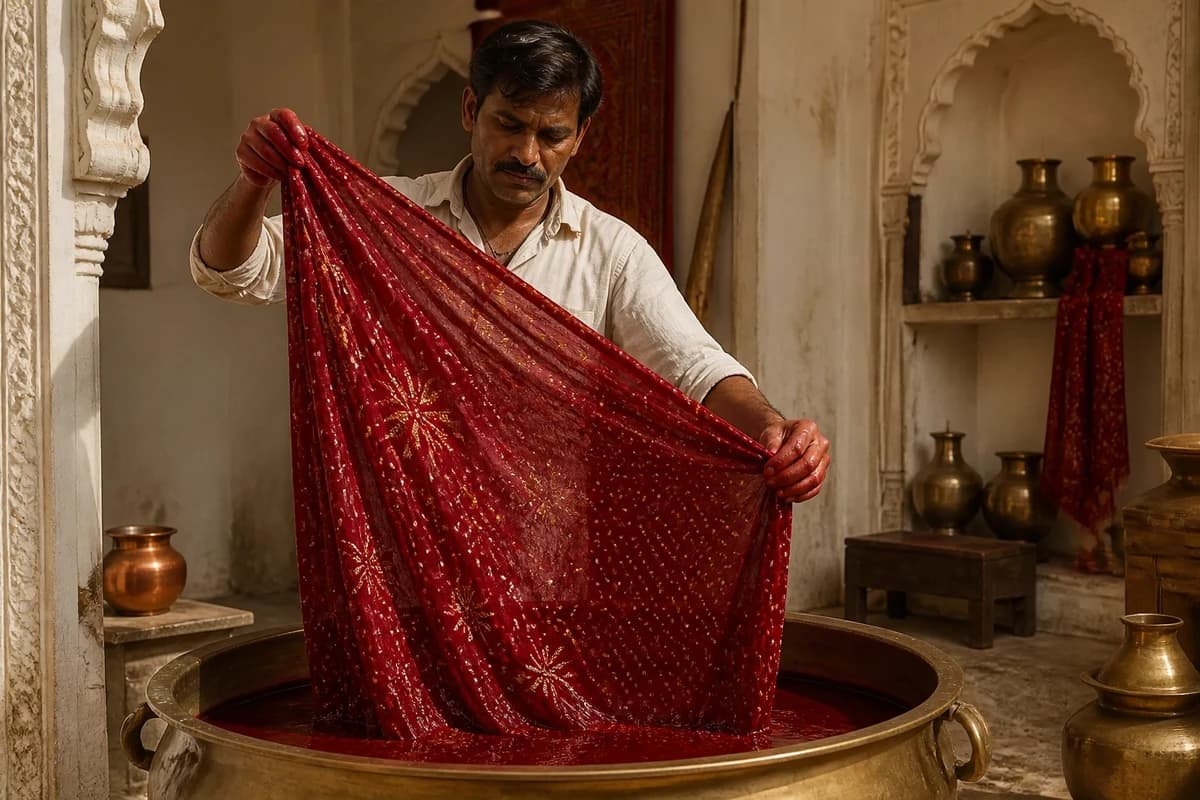 Hand-dyed bandhani fabric