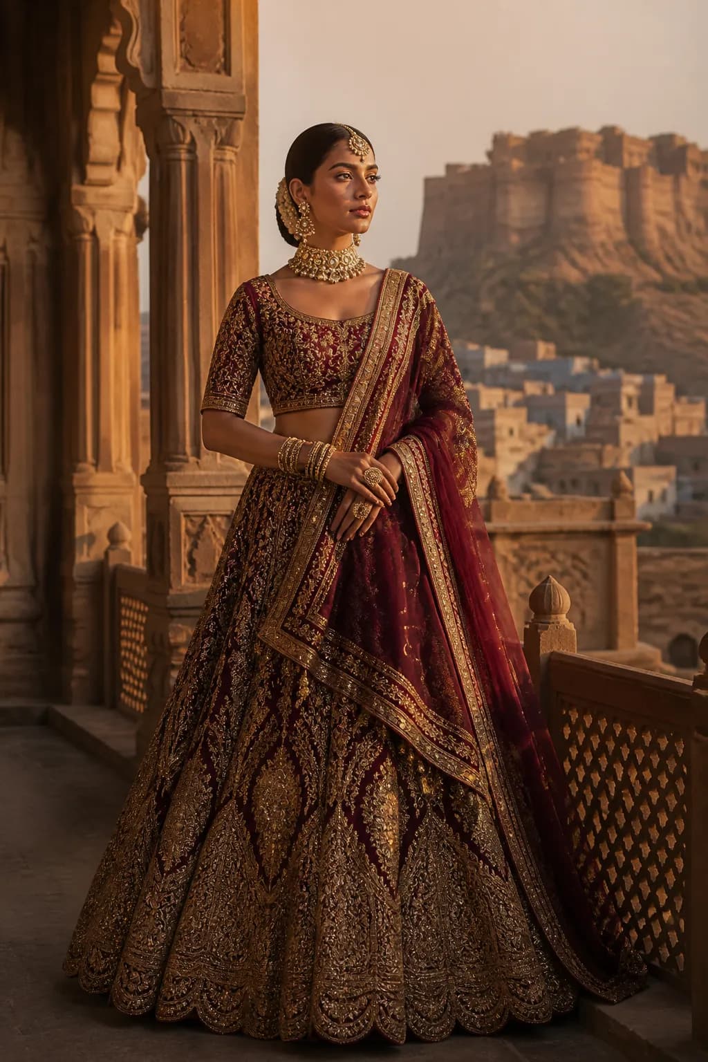 Model in signature Nandini Fashion lehenga